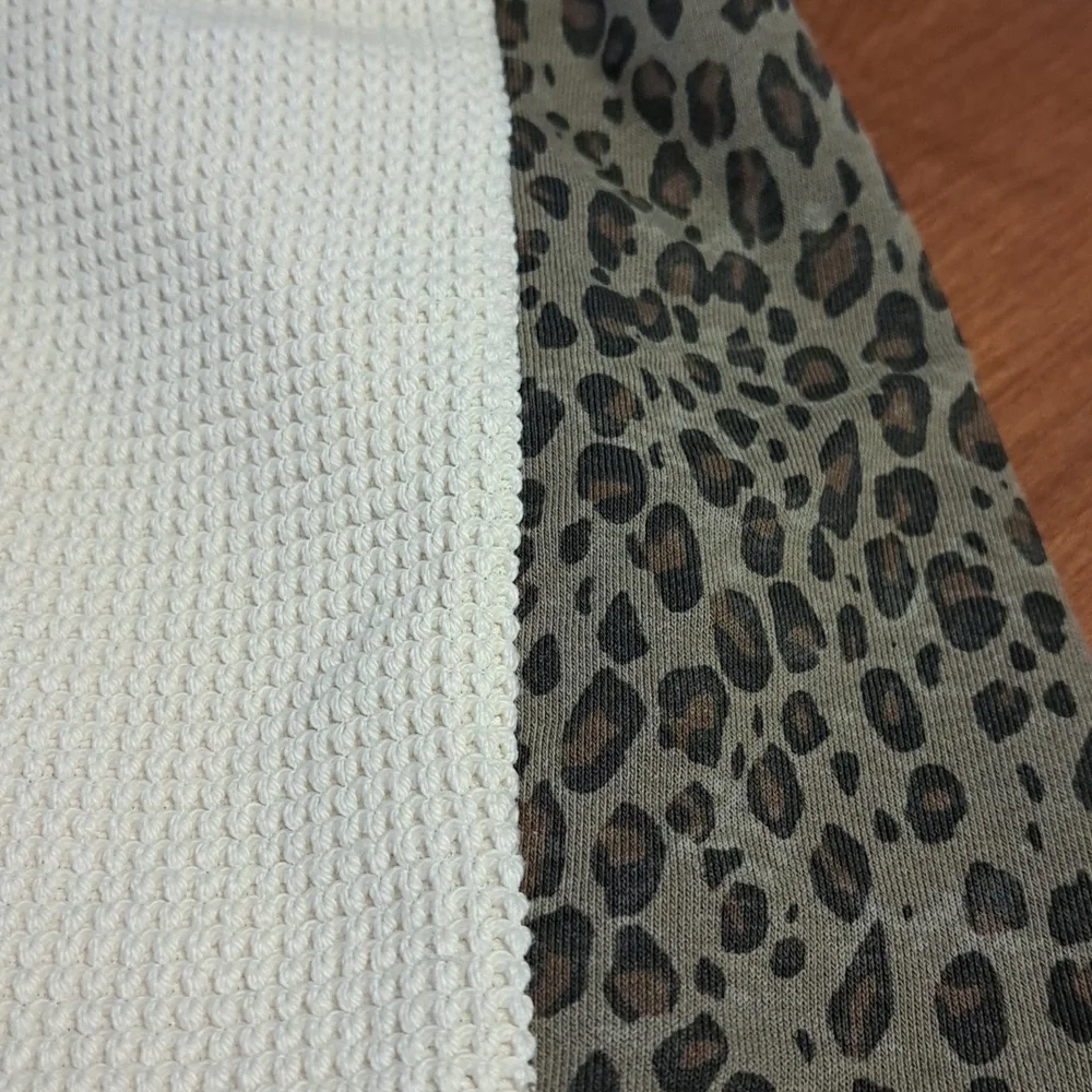 POL Two-Tone Leopard Trim Cream Lounge Pants Wide Leg Inseam 28.5 - Picture 9 of 9